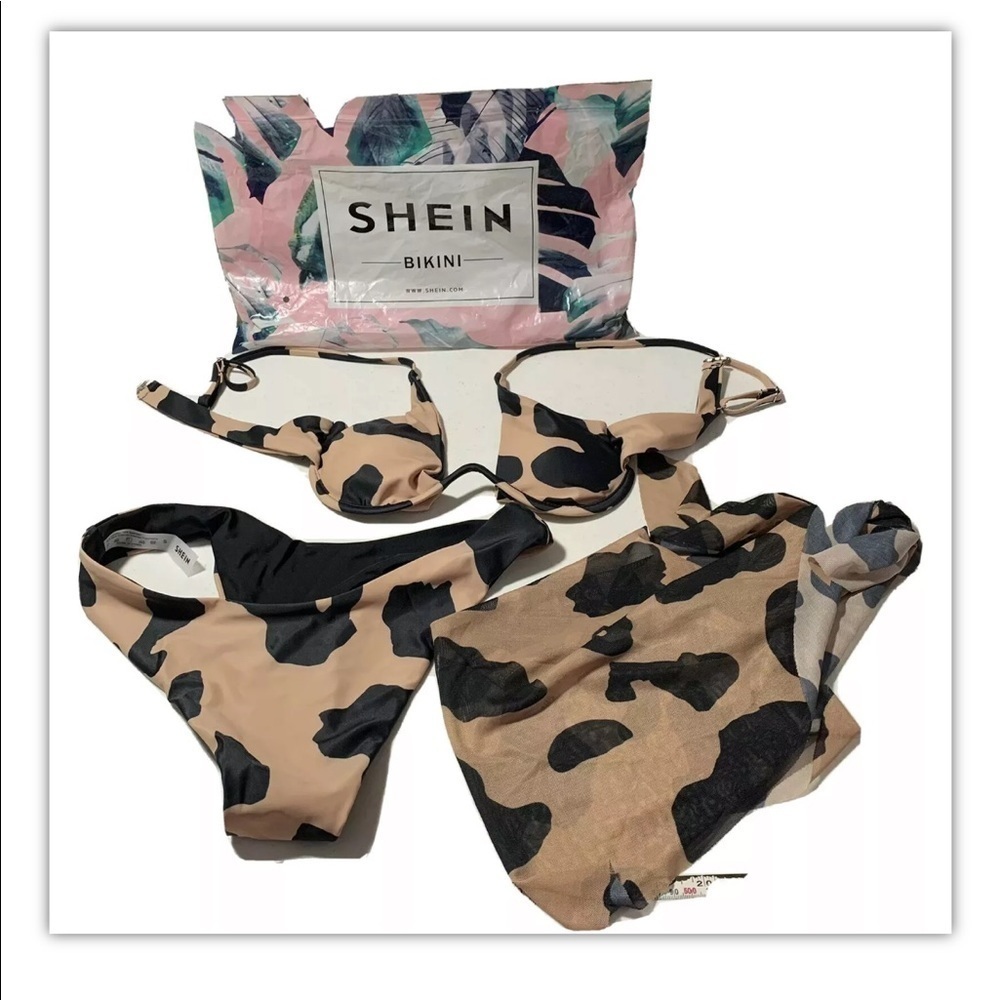 Shein Cow Print Bikini Swimsuit Beach size small
